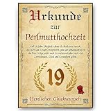 Urkunde zum 19. Hochzeitstag Geschenk...