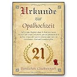 Urkunde zum 21. Hochzeitstag Geschenk...